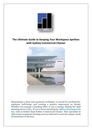 The Ultimate Guide to Keeping Your Workspace Spotless with Sydney Commercial Cle