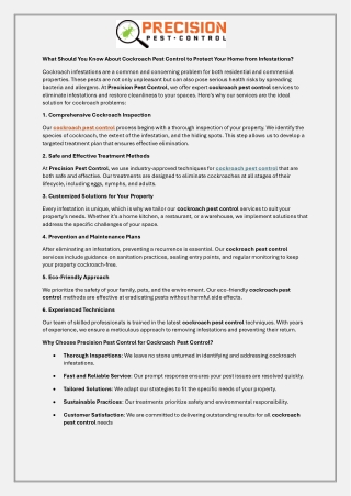 What Should You Know About Cockroach Pest Control to Protect Your Home from Infestations