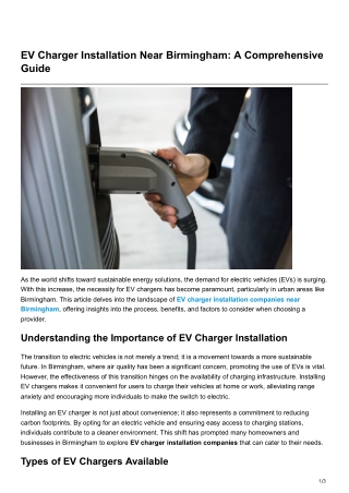 EV Charger Installation Near Birmingham A Comprehensive Guide