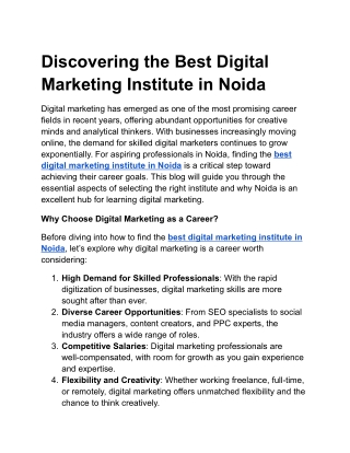 Discovering the Best Digital Marketing Institute in Noida