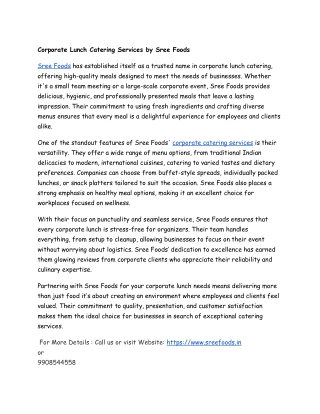 Corporate Lunch Catering Services by Sree Foods (1)