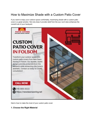 How to Maximize Shade with a Custom Patio Cover