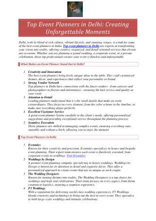 Top Event Planners in Delhi