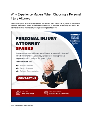 Why Experience Matters When Choosing a Personal Injury Attorney