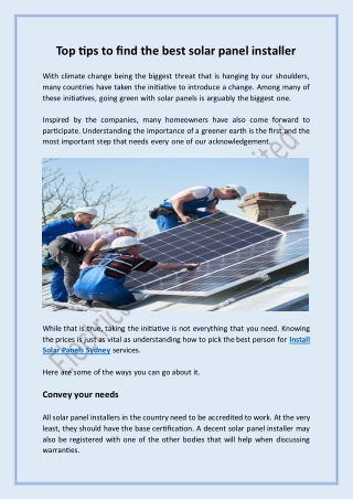 Top tips to find the best solar panel installer