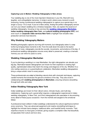 Capturing Love in Motion_ Wedding Videography in New Jersey