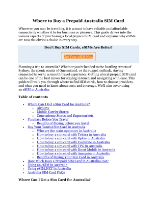 Where to Buy a Prepaid Australia SIM Card