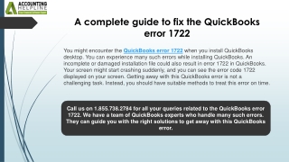 Most effective solutions for fixing QuickBooks Error 1722
