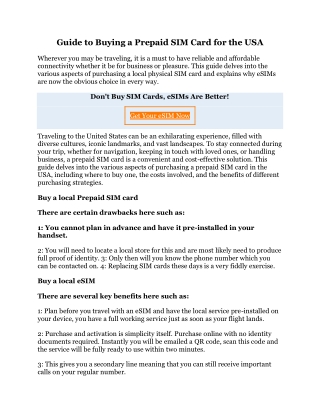 Guide to Buying a Prepaid SIM Card for the USA