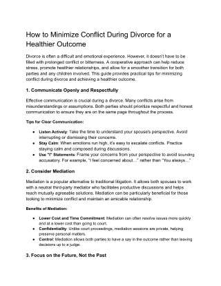How to Minimize Conflict During Divorce for a Healthier Outcome