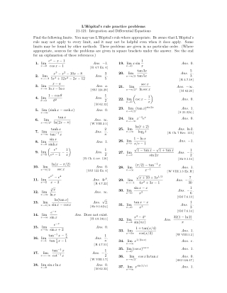 L'hospital's rule exercises