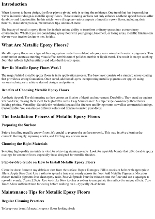 The Beauty of Metallic Epoxy Floors: Elevate Your Interior Design