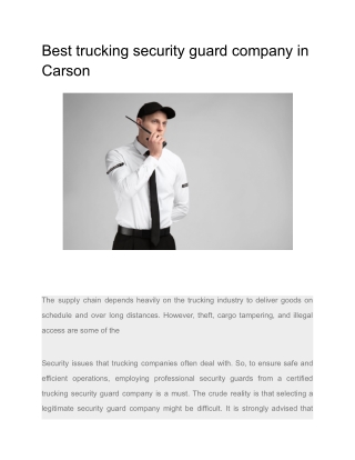 Best trucking security guard company in Carson