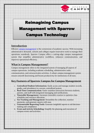 Reimagining Campus Management with Sparrow Campus Technology