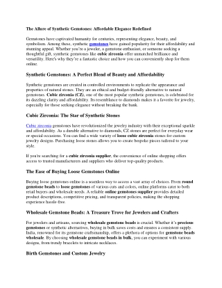 The Allure of Synthetic Gemstones: Affordable Elegance Redefined