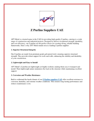 Z Purlins Suppliers UAE