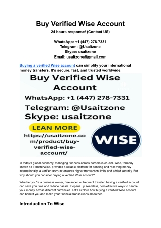 Buy Verified Wise Account