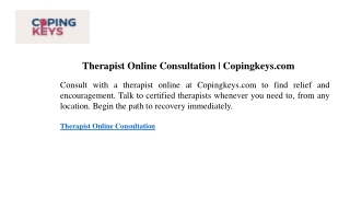 Therapist Online Consultation Copingkeys.com