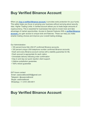 Buy Verified Binance Account