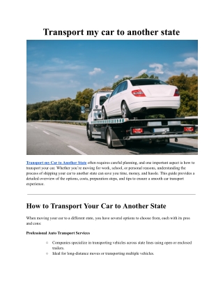 Transport my car to another state