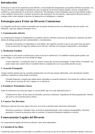 Estrategias para Evitar un Divorcio Contencioso