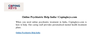 Online Psychiatric Help India Copingkeys.com