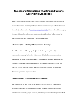 Successful Campaigns That Shaped Qatar’s Advertising Landscape