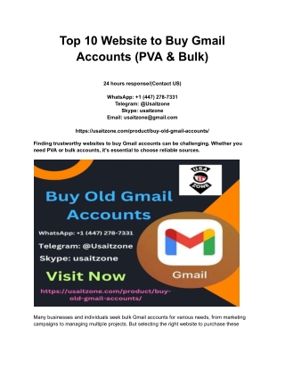 Top 10 Website to Buy Gmail Accounts (PVA & Bulk)