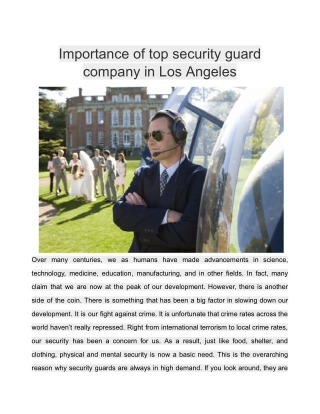 Importance of top security guard company in Los Angeles