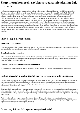 Skup nieruchomości i szybka sprzedaż nieruchomości