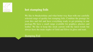 Stamping Foil – Glossy metallic finishes for eye-catching designs