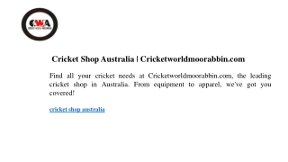 Cricket Shop Australia Cricketworldmoorabbin.com
