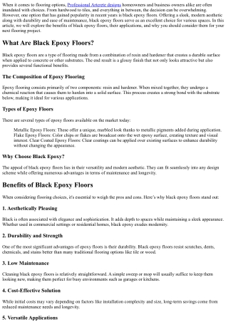 Why You Should Consider Black Epoxy Floors for a Modern Look