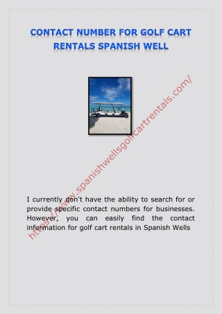 CONTACT NUMBER FOR GOLF CART RENTALS SPANISH WELL