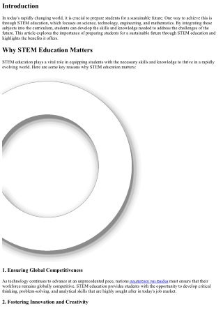 Preparing Students for a Sustainable Future through STEM Education