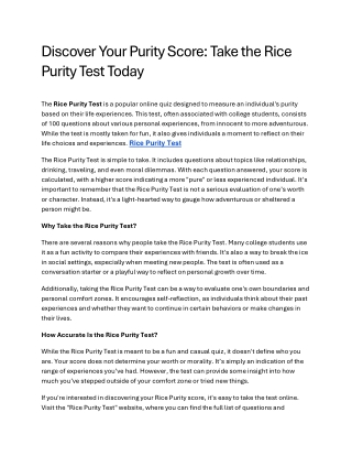 Rice Purity Test