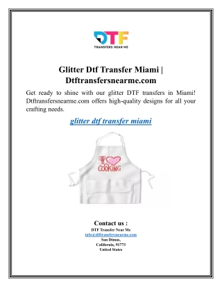 Glitter Dtf Transfer Miami  Dtftransfersnearme.com