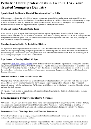 Pediatric Dentist La Jolla