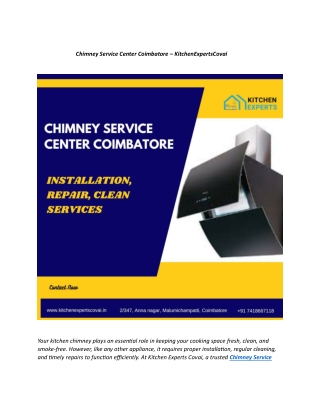 Chimney Service Center Coimbatore – KitchenExpertsCovai