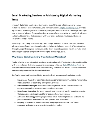Email Marketing Services in Pakistan