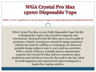 WGA Crystal Pro Max 15000 Disposable Vape