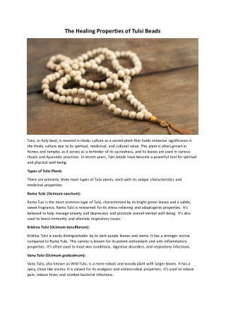 The Healing Properties of Tulsi Beads