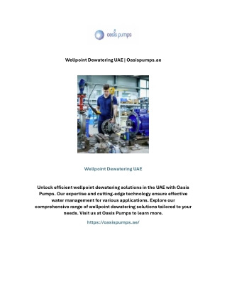 Wellpoint Dewatering UAE | Oasispumps.ae