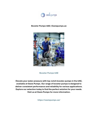 Booster Pumps UAE | Oasispumps.ae