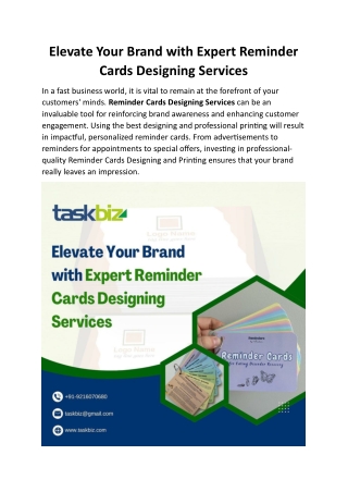 Elevate Your Brand with Expert Reminder Cards Designing Services