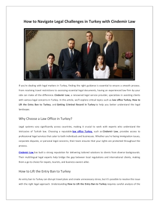 How to Navigate Legal Challenges in Turkey with Cindemir Law