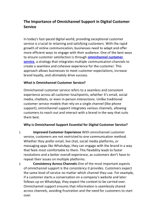 The Importance of Omnichannel Support in Digital Customer Service
