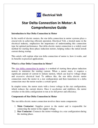 Star Delta Connection in Motor A Comprehensive Guide