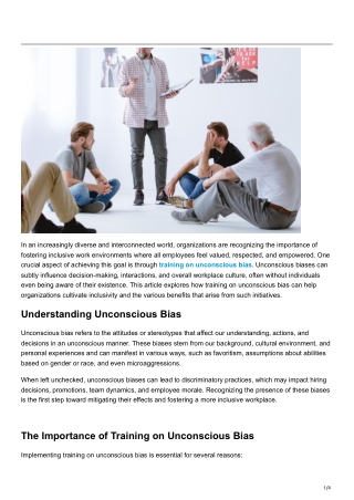 How Training on Unconscious Bias Helps Build Inclusive Work Environments