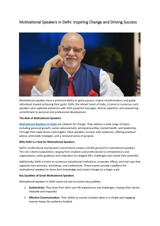 Motivational Speakers In Delhi